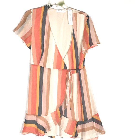 All in Favor Tops - All in Favor Striped Print NWT Wrap Top Blouse